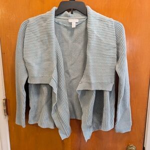Charter Club Soft Sky Blue Open-Front Ribbed Cardigan
